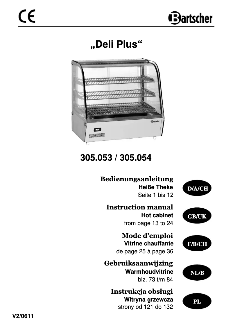 Page n°1 - Manuel utilisateur Bartscher Deli Plus 305053