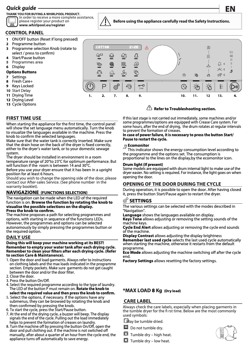 Página 1 del manual Manual de usuario Whirlpool ST U 83EY EU