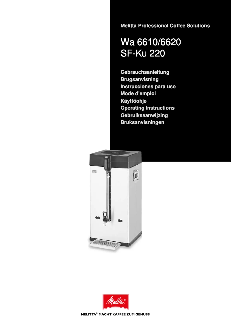 Page n°1 - Manuel utilisateur Melitta 6600