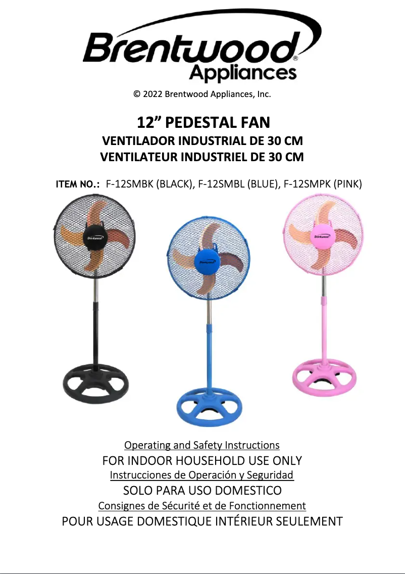 Page 1 de la notice Manuel utilisateur Brentwood F-12SMBK