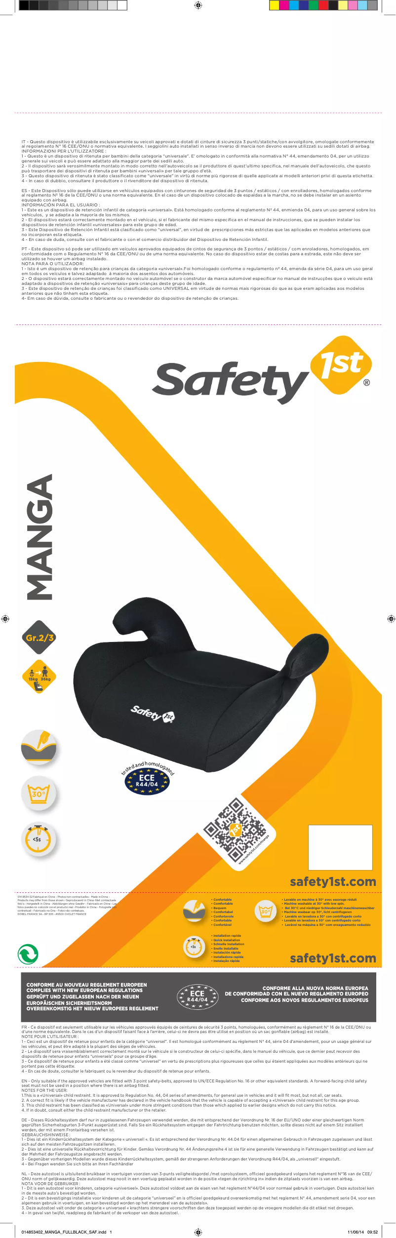 Image de la première page du manuel de l'appareil Manga