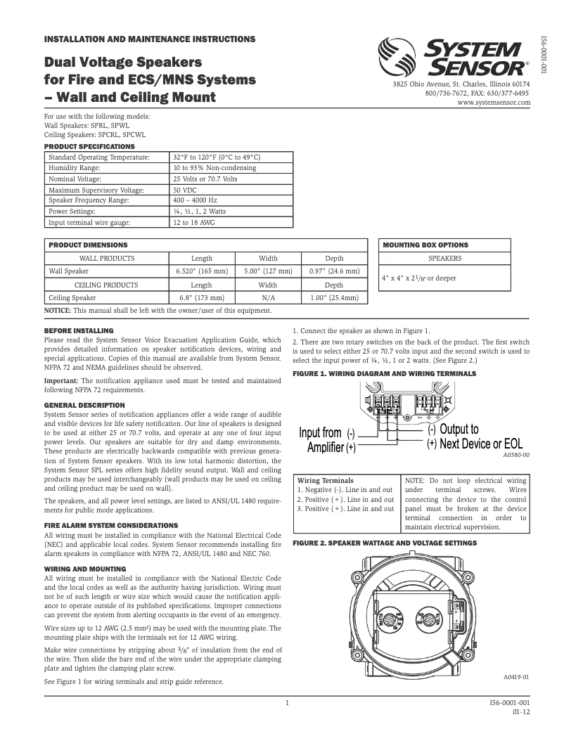 Página 1 del manual Manual de usuario System Sensor SPRL
