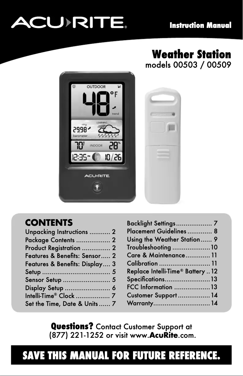 Page 1 de la notice Manuel utilisateur AcuRite 00509