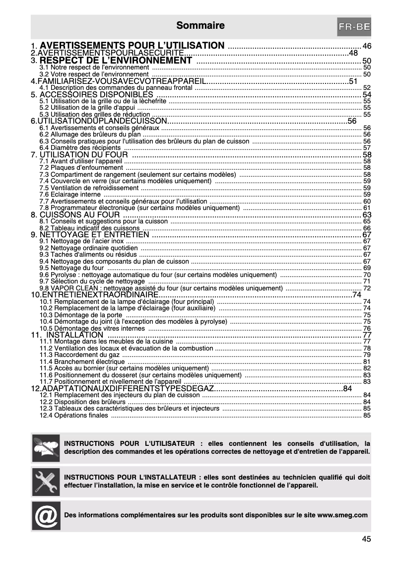 Page n°1 - Mode d'emploi Smeg CG92PX9