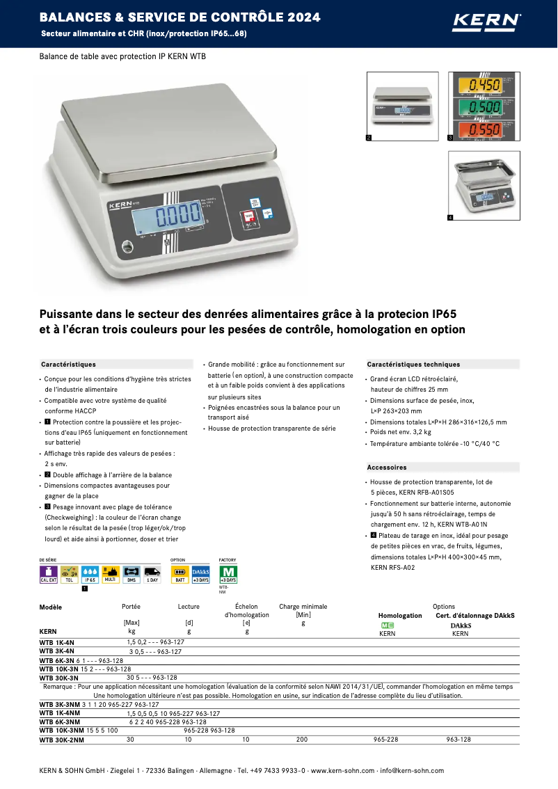 Page 1 de la notice Brochure Kern WTB 3K-4N