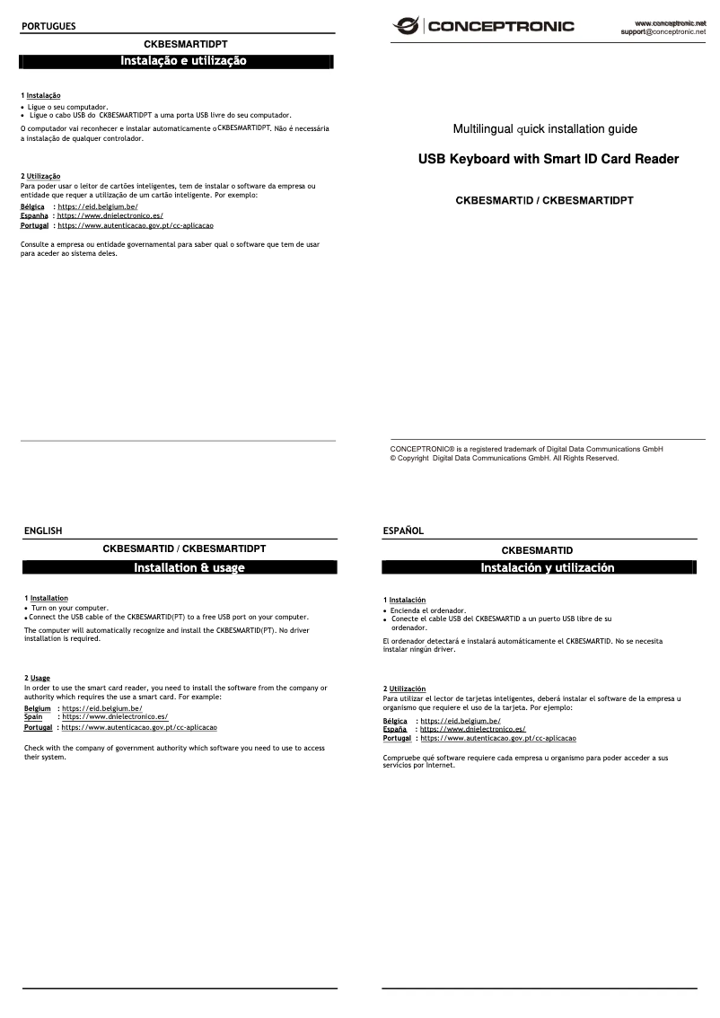 Page n°1 - Manuel utilisateur Conceptronic CKBESMARTID