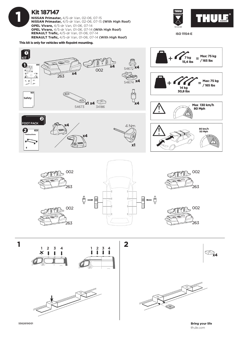 Page 1 de la notice Manuel utilisateur Thule Kit 187147