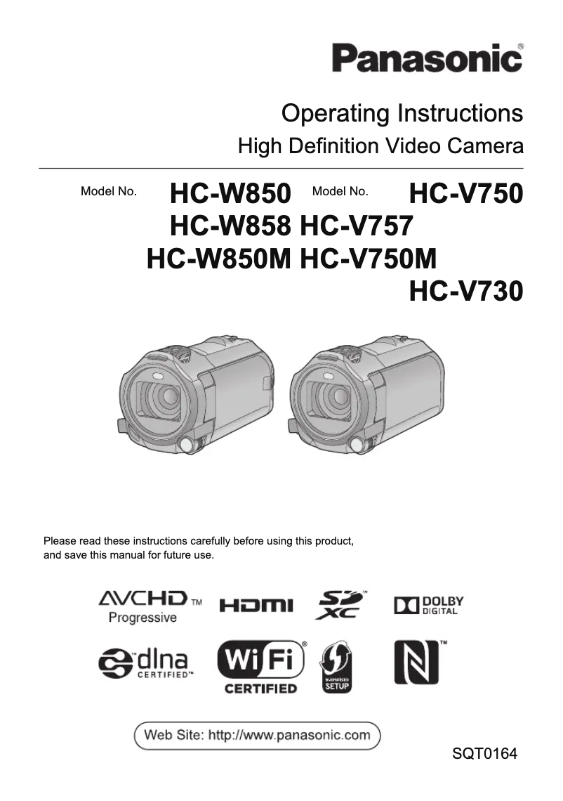 Image de la première page du manuel de l'appareil HC-V750M