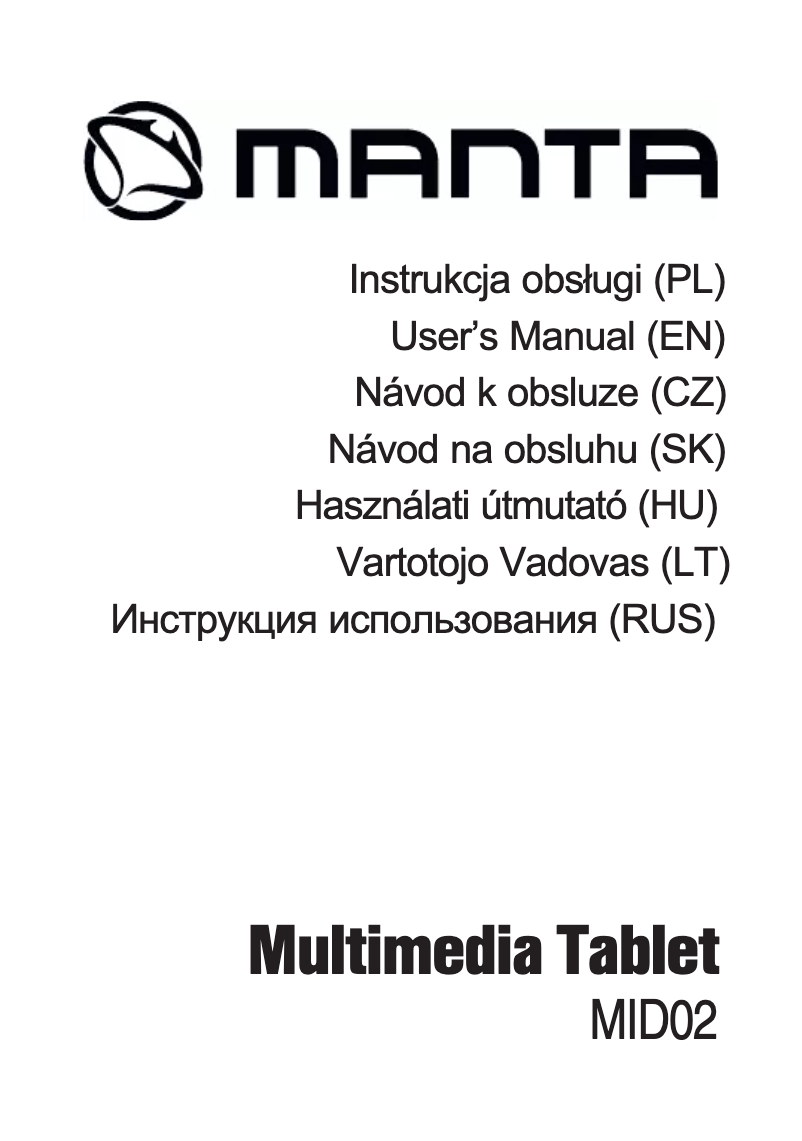 Page n°1 - Manuel utilisateur Manta MID02