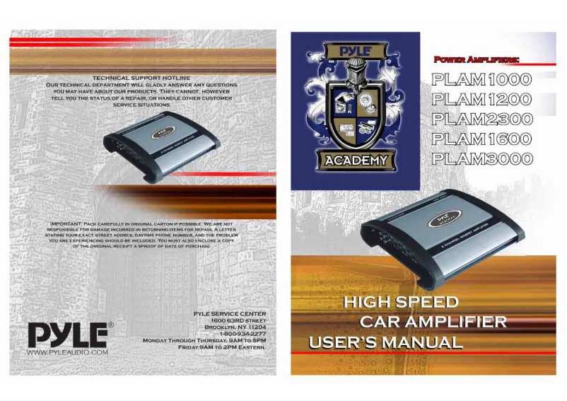Page 1 de la notice Manuel utilisateur Pyle PLAM1600