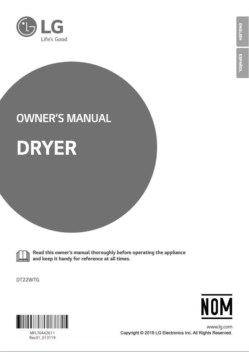 Page n°1 - Manuel utilisateur LG DT22WTG