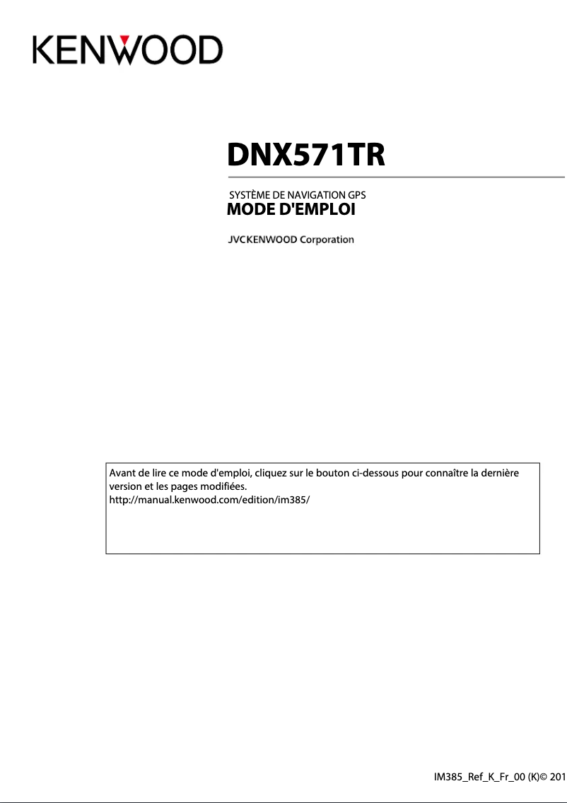 Image de la première page du manuel de l'appareil DNX571TR