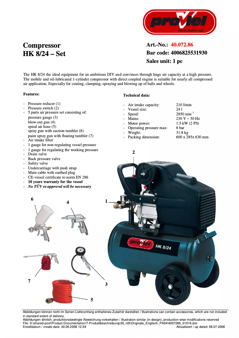 Page 1 de la notice Manuel utilisateur Proviel HK 8/24