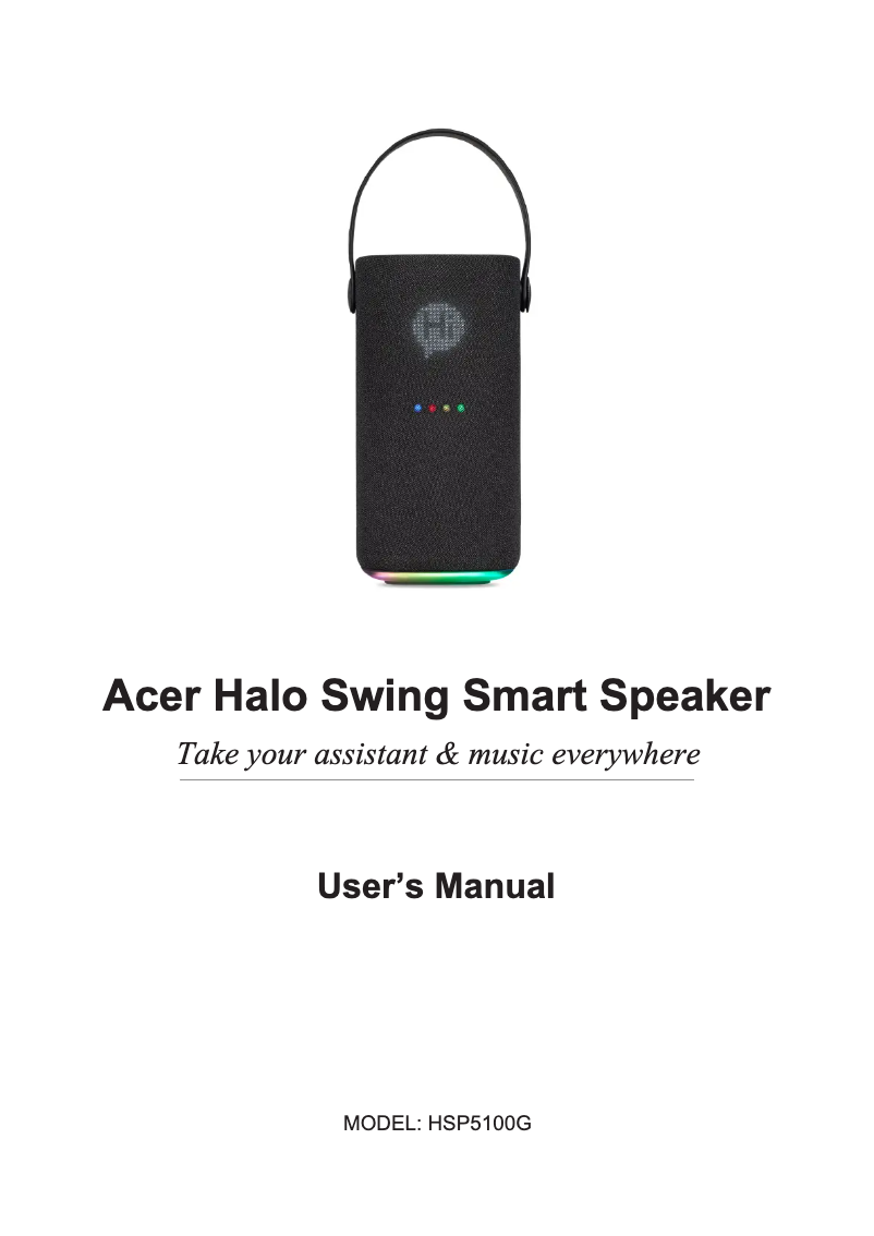 Imagen de la primera página del manual del dispositivo Halo Swing HSP5100G