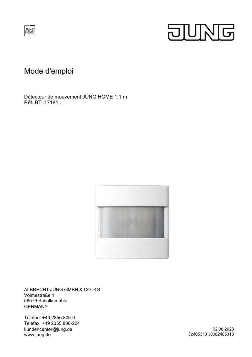 Page n°1 - Manuel utilisateur JUNG BTLC17181230