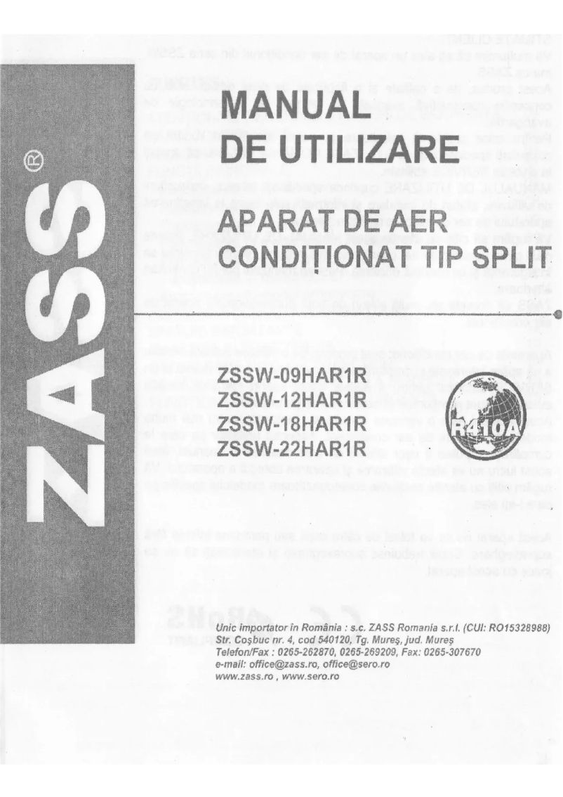 Page n°1 - Manuel utilisateur Zass ZSSW-09HAR1R