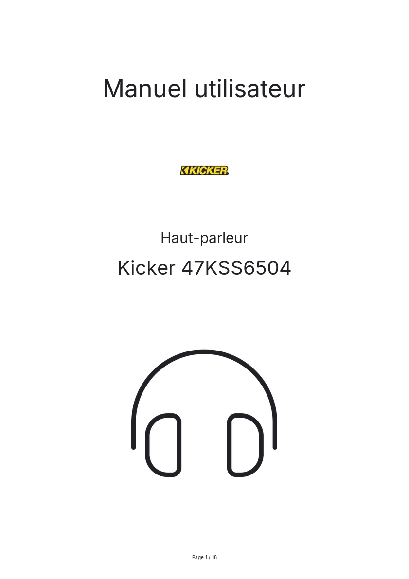 Page n°1 - Manuel utilisateur Kicker 47KSS6504