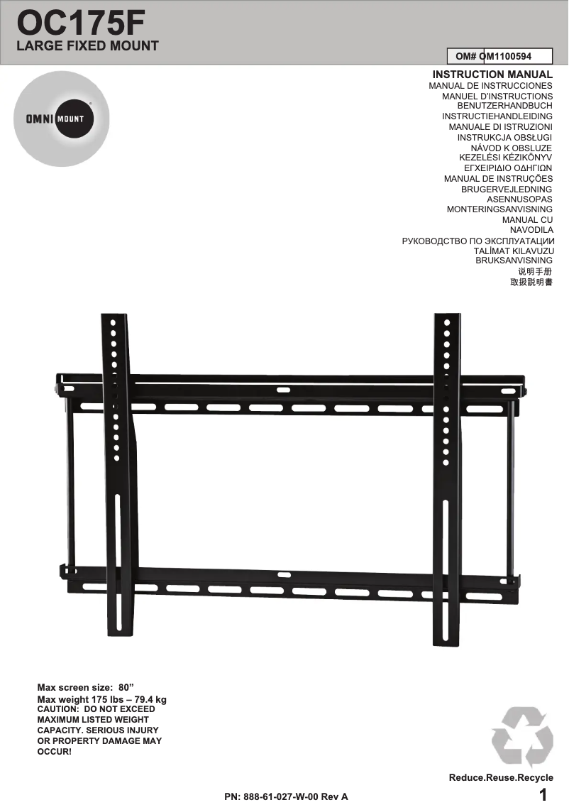 Page 1 de la notice Manuel utilisateur OmniMount OC175F