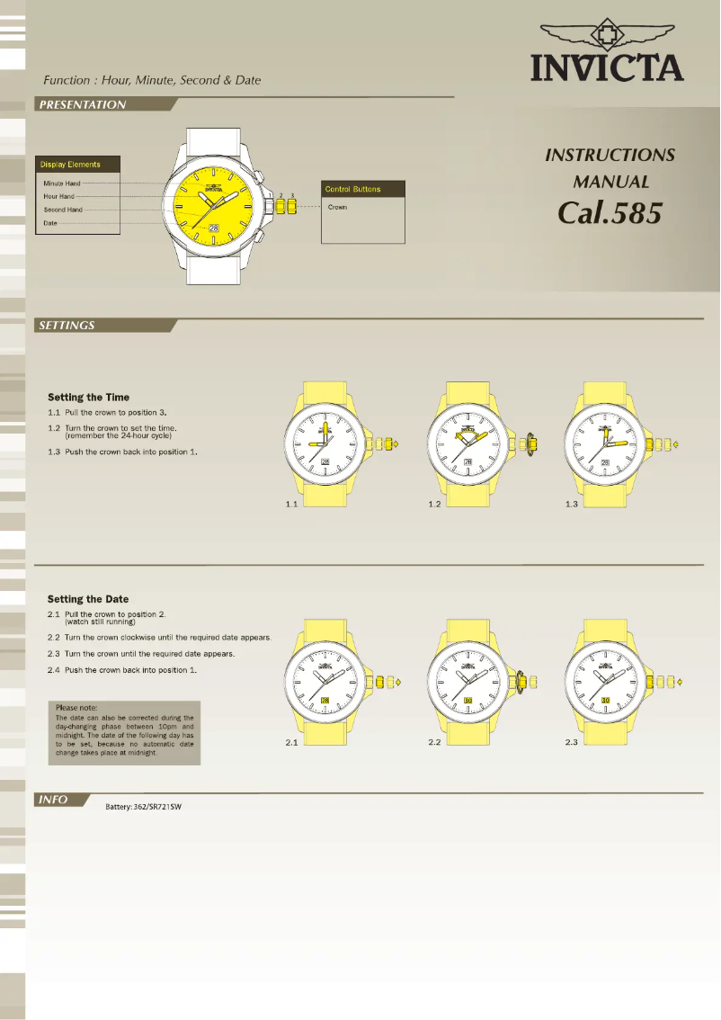 Page n°1 - Manuel utilisateur Invicta Pro Diver 17383