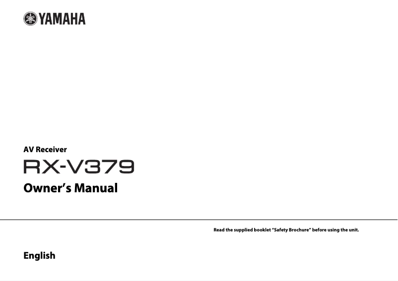 Page n°1 - Manuel utilisateur Yamaha RX-V379
