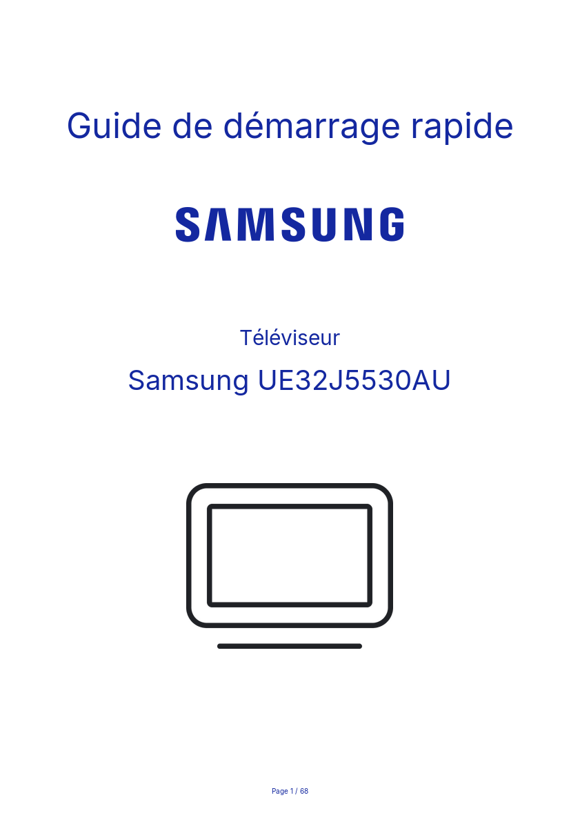 Page n°1 - Guide de démarrage rapide Samsung UE32J5530AU