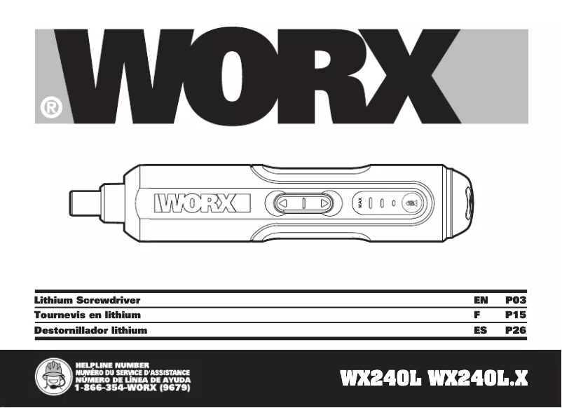 Page n°1 - Manuel utilisateur Worx WX240L