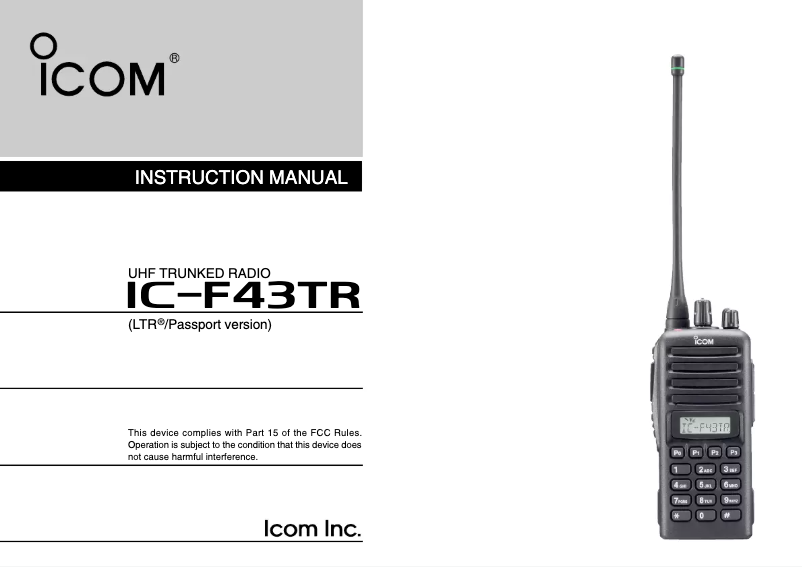 Page n°1 - Manuel utilisateur ICOM IC-F43TR