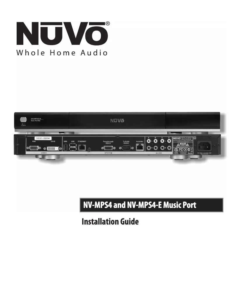 Page n°1 - Manuel utilisateur NUVO NV-MPS4