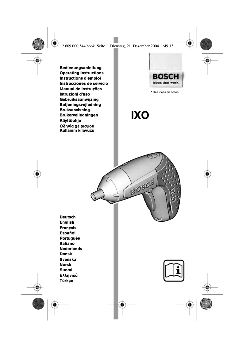 Image de la première page du manuel de l'appareil IXO II