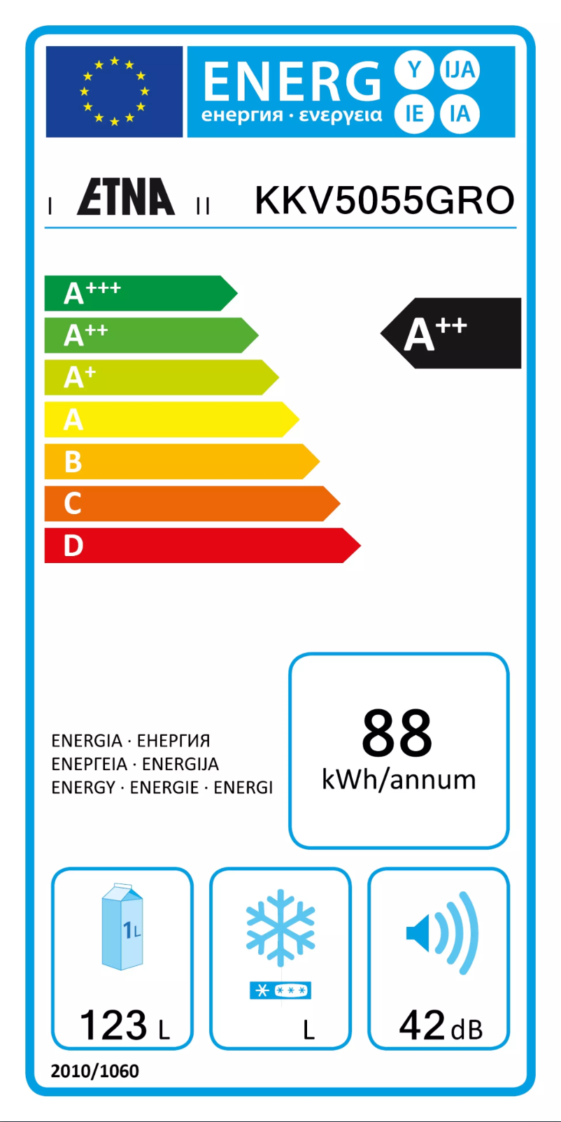 Page n°1 - Label énergétique Etna KKV5055GRO