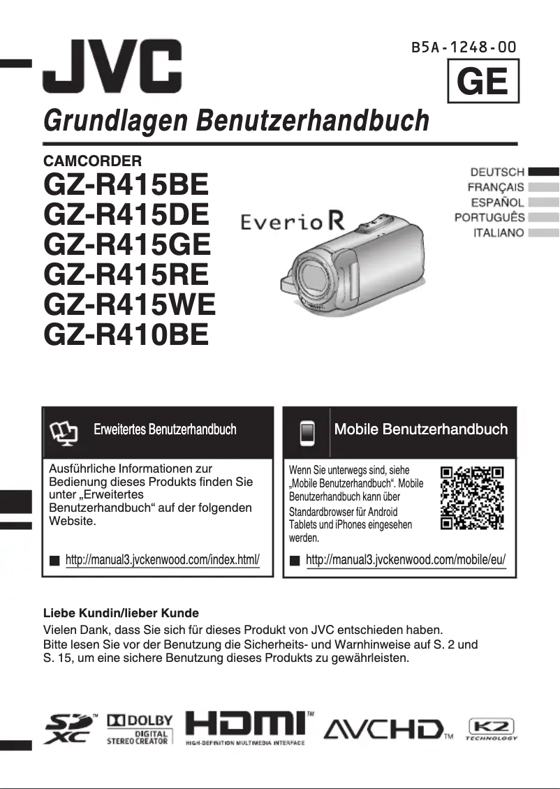 Page 1 de la notice Manuel utilisateur JVC Everio GZ-R415