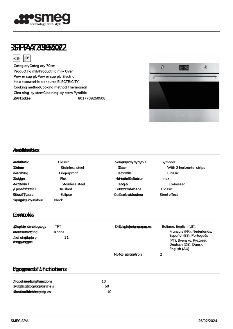 Image de la première page du manuel de l'appareil SFPA7395X2