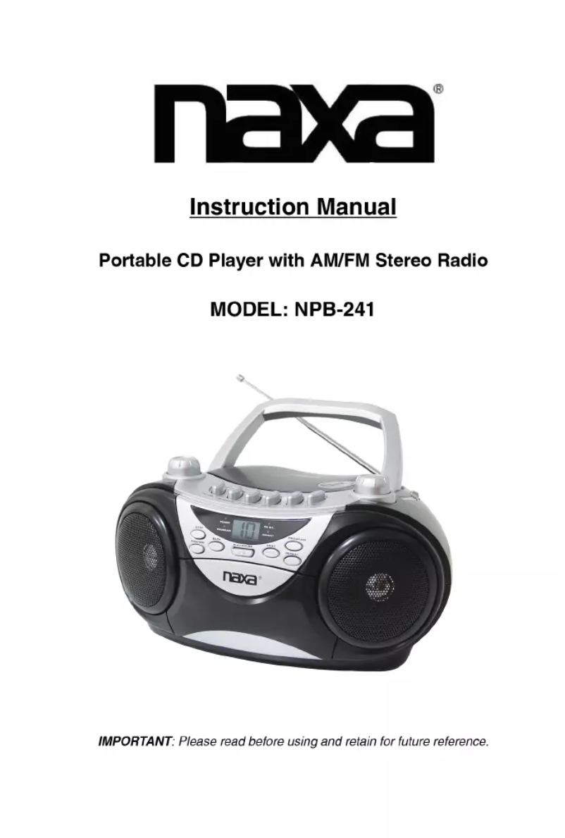 Page 1 de la notice Manuel utilisateur Naxa NPB-241