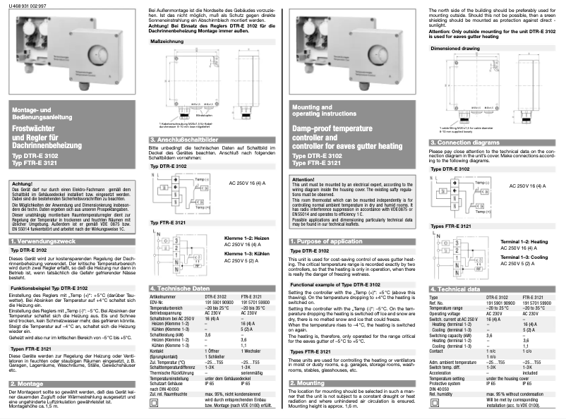 Page n°1 - Manuel utilisateur Eberle FTR-E 3121