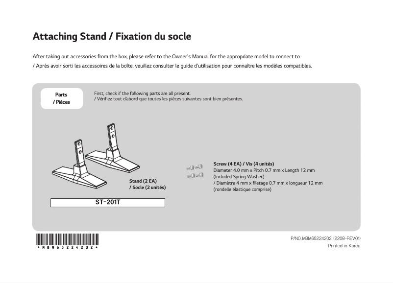 Page n°1 - Manuel utilisateur LG ST-201T