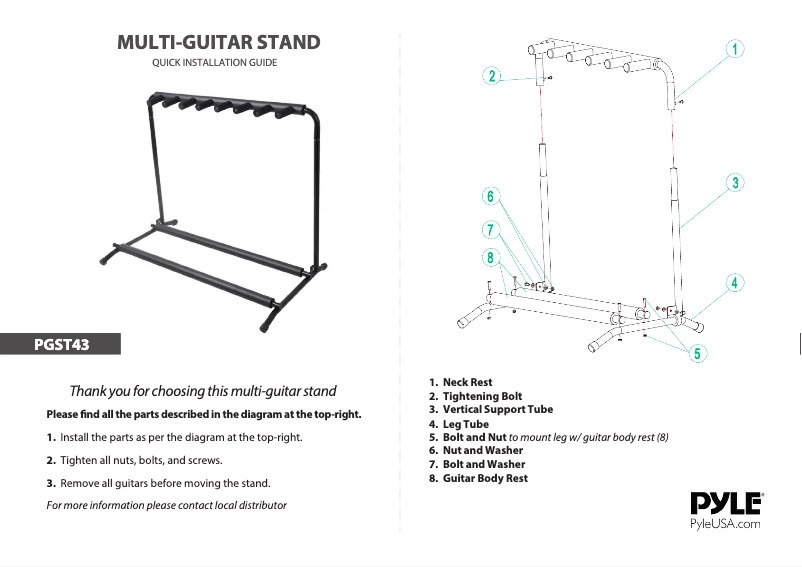 Page n°1 - Manuel utilisateur Pyle PGST43
