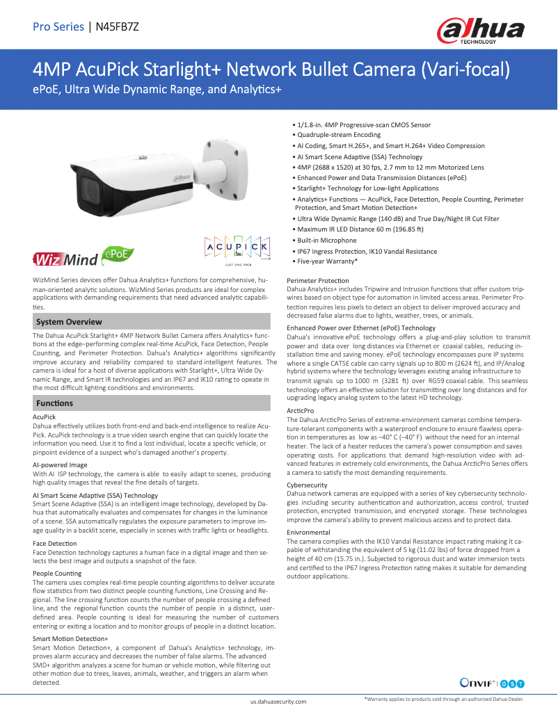 Page n°1 - Fiche technique Dahua Technology N45FB7Z