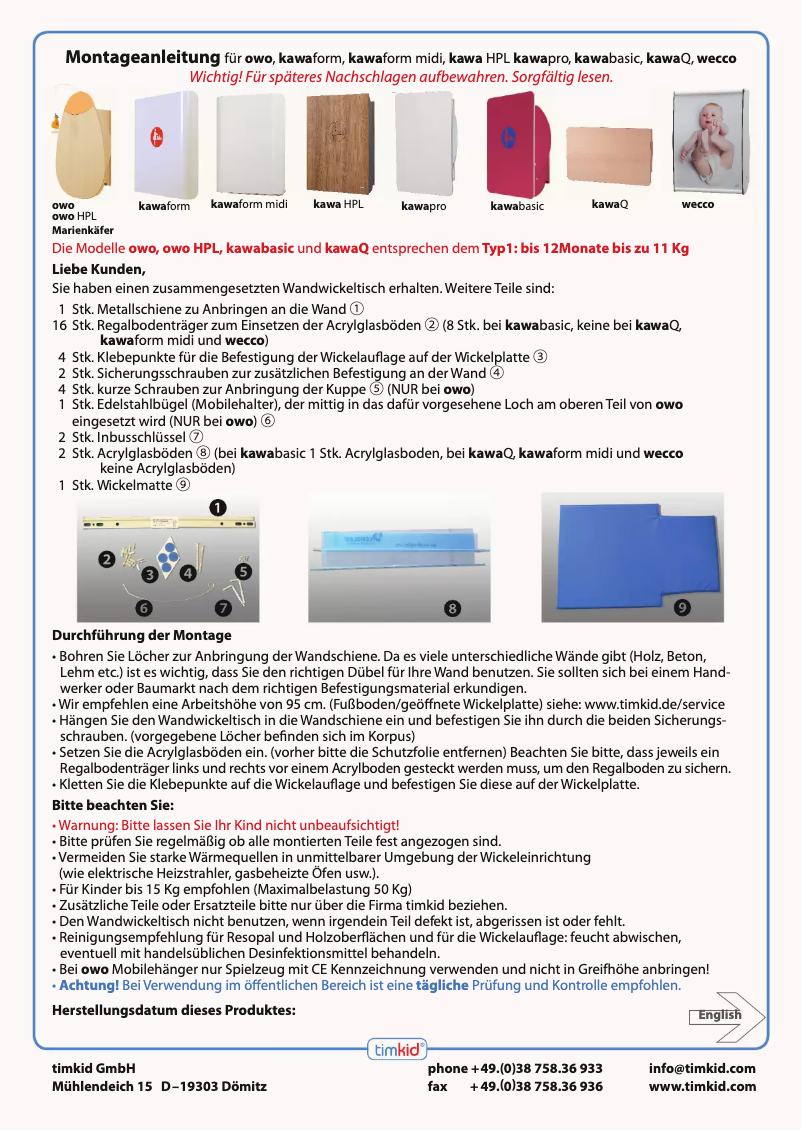 Page 1 de la notice Manuel utilisateur Timkid Kawaform midi