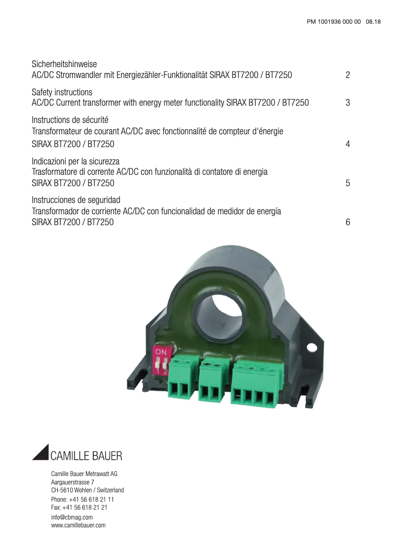 Image de la première page du manuel de l'appareil SIRAX BT7250
