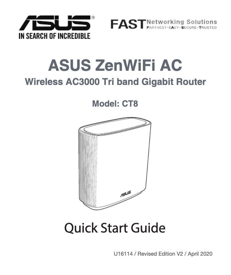 Page n°1 - Guide de démarrage rapide Asus ZenWiFi AC CT8
