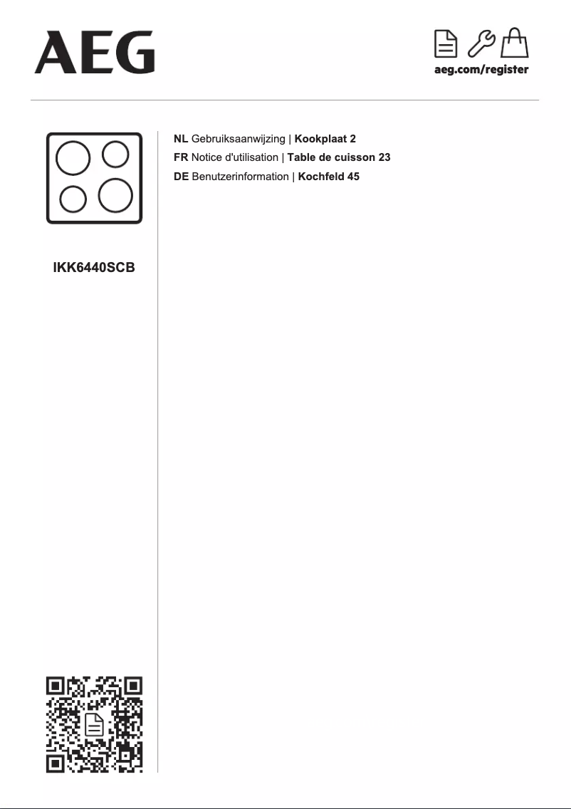 Page 1 de la notice Manuel utilisateur AEG IKK6440SCB