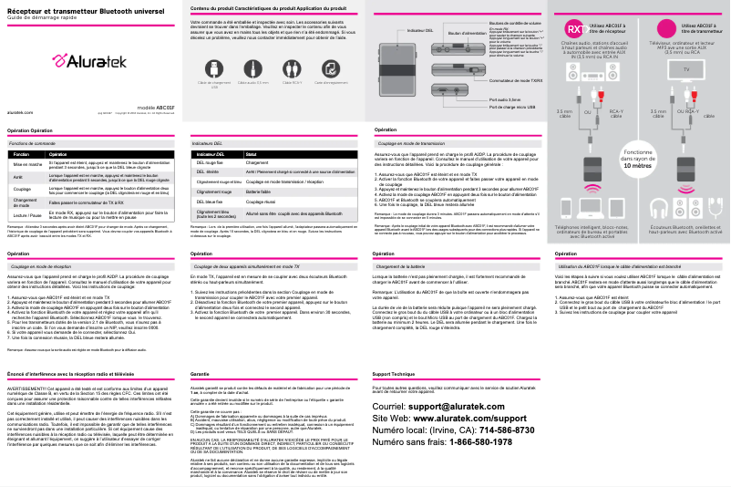 Page 1 de la notice Manuel utilisateur Aluratek ABC01F