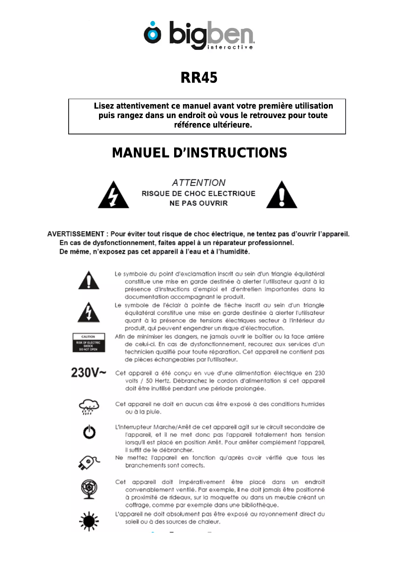 Imagen de la primera página del manual del dispositivo RR45