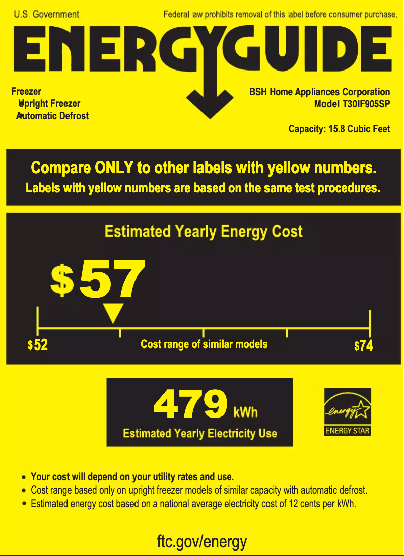 Page 1 de la notice Label énergétique Thermador T30IF905SP