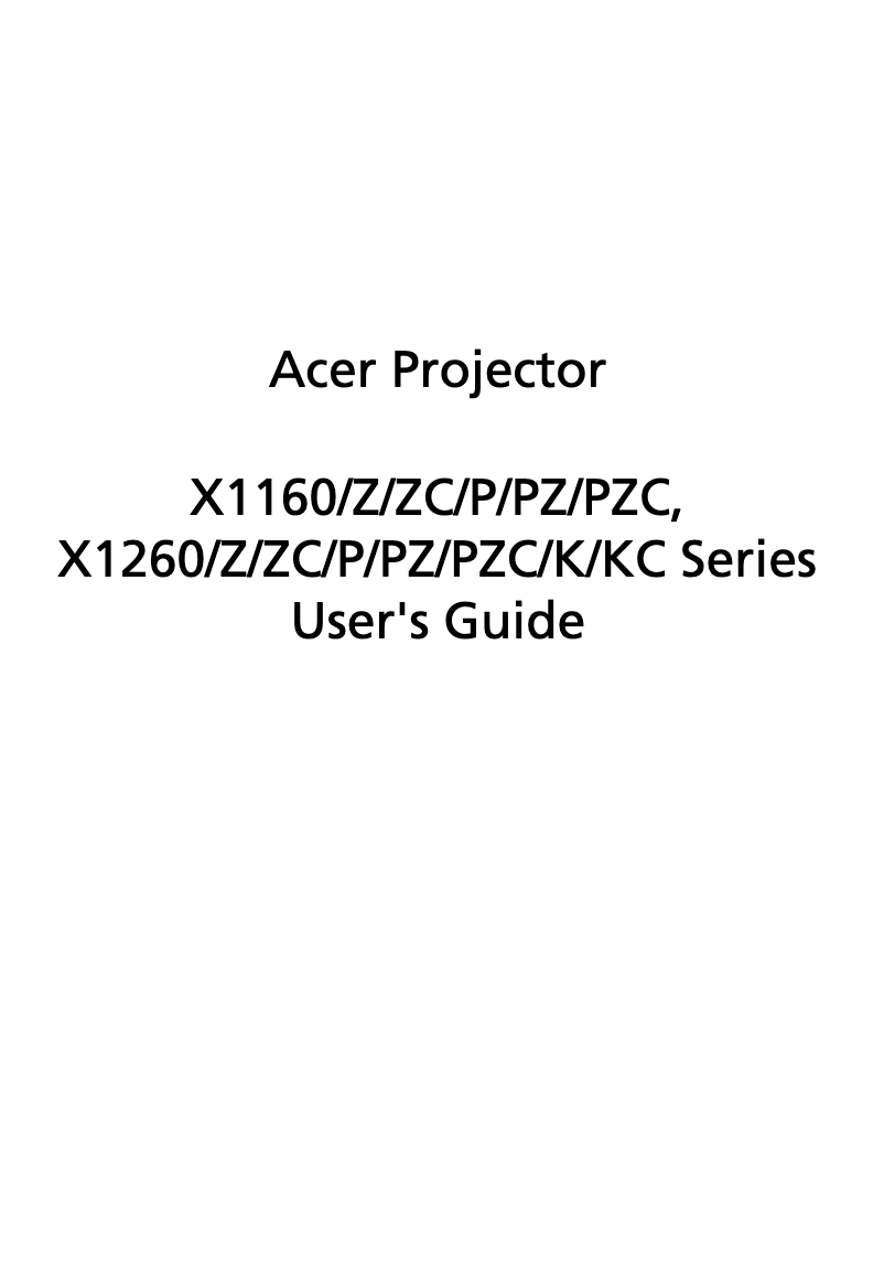 Page n°1 - Manuel utilisateur Acer Value X1260