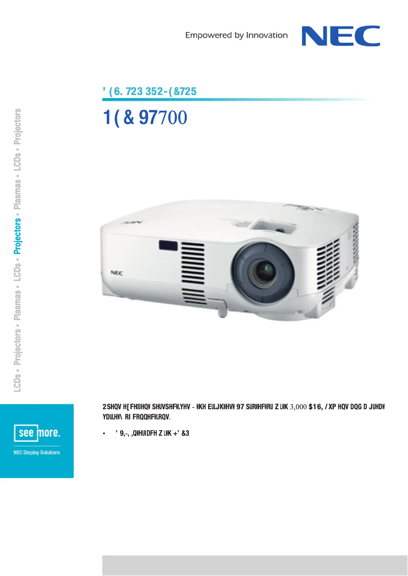 Page 1 de la notice Fiche technique NEC VT700