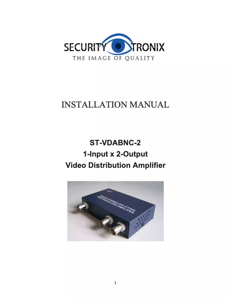 Page n°1 - Manuel utilisateur Security Tronix ST-VDABNC-2