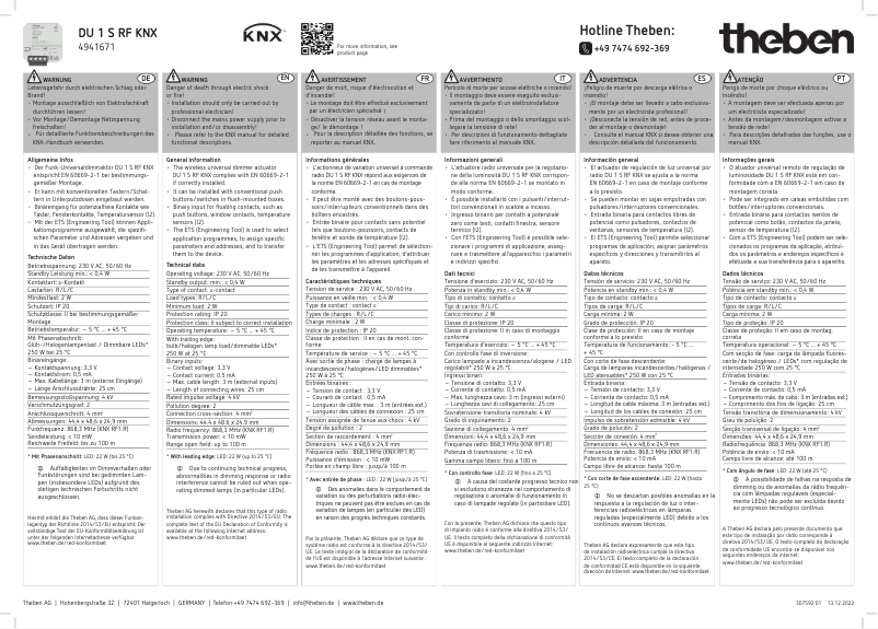 Page n°1 - Manuel utilisateur Theben DU 1 S RF KNX