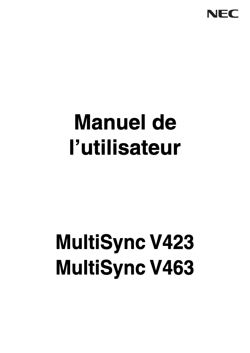 Page 1 de la notice Manuel utilisateur NEC MultiSync V423-DRD