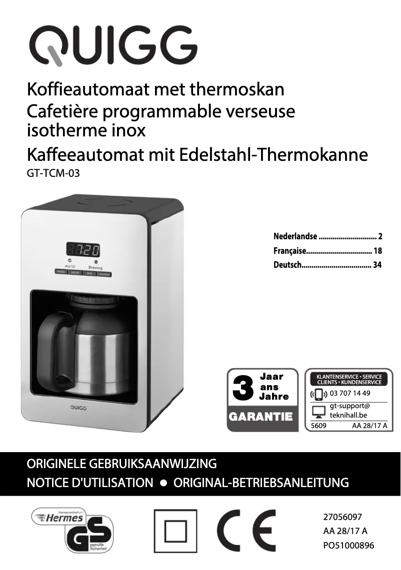 Page n°1 - Manuel utilisateur Quigg GT-TCM-03